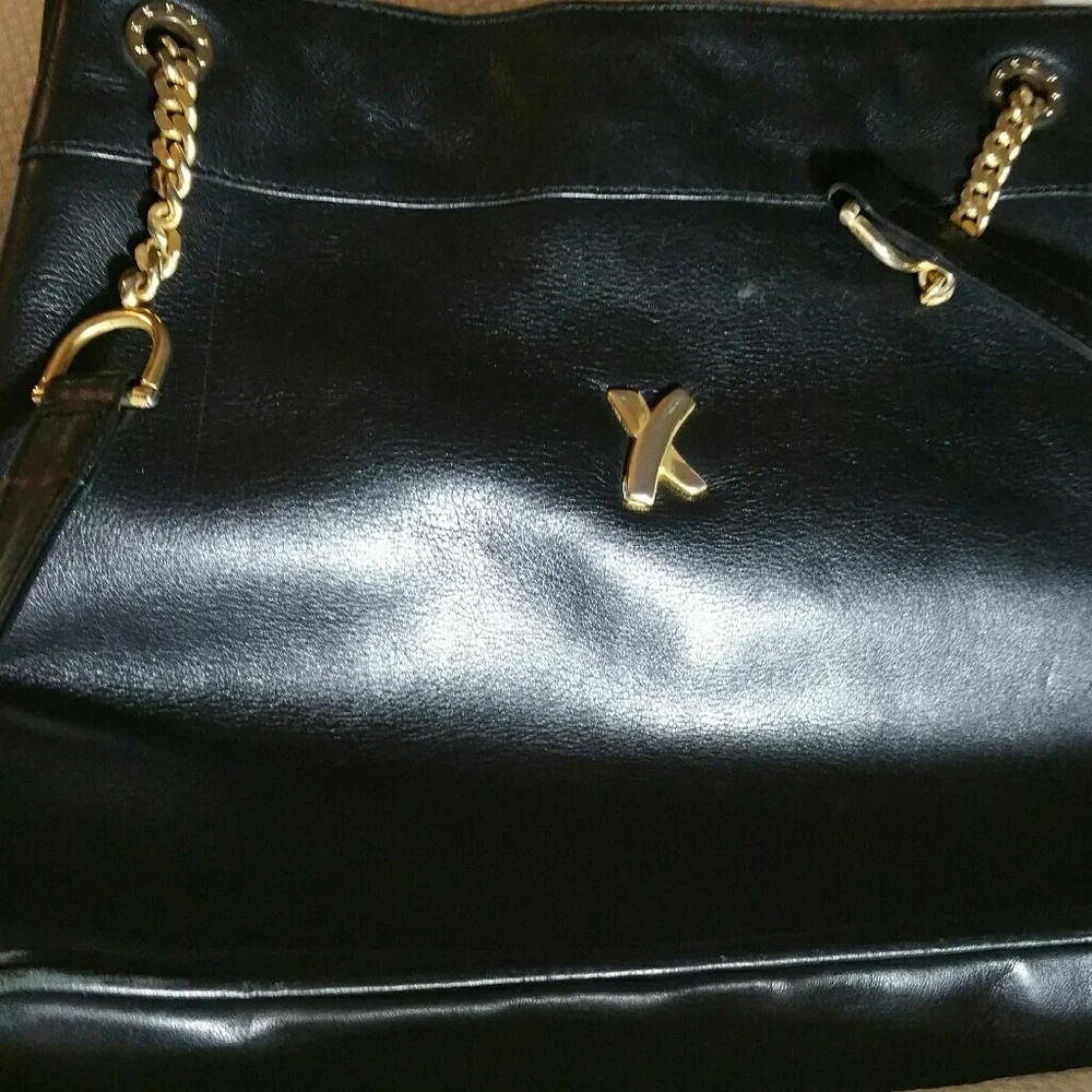 Vintage Paloma Picasso Handbag Black w/Gold Chain